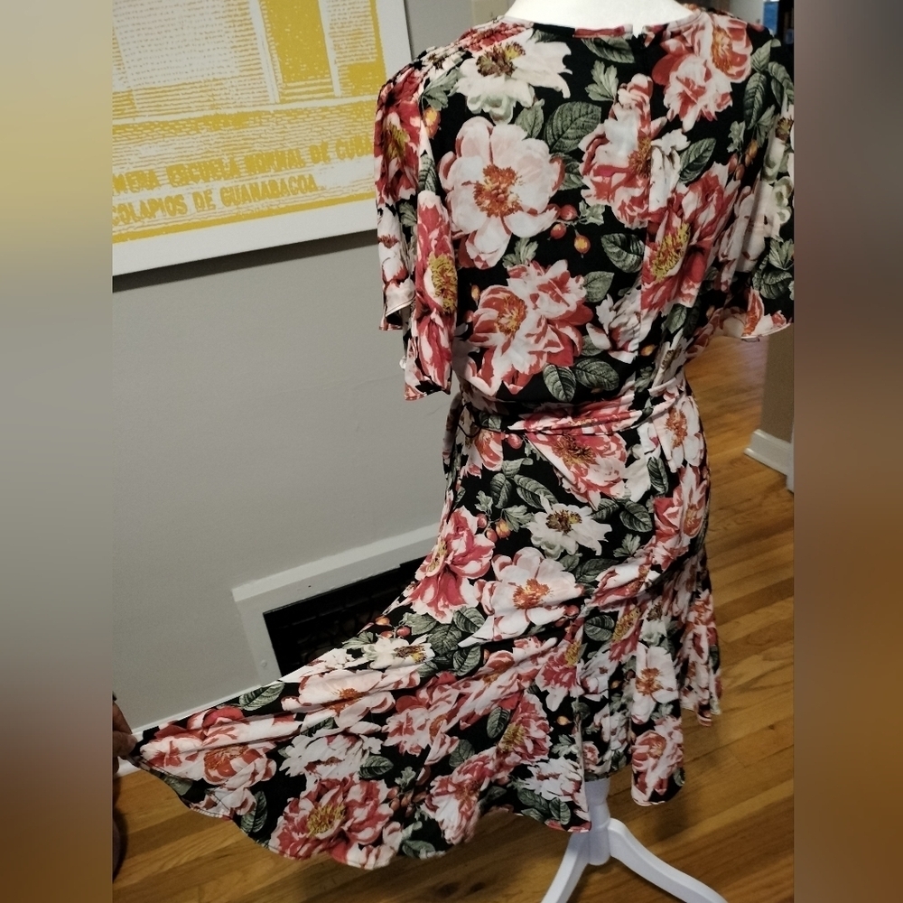 White House Black Market Feminine Autumn Floral Print Women's Dress - Picture 6 of 9